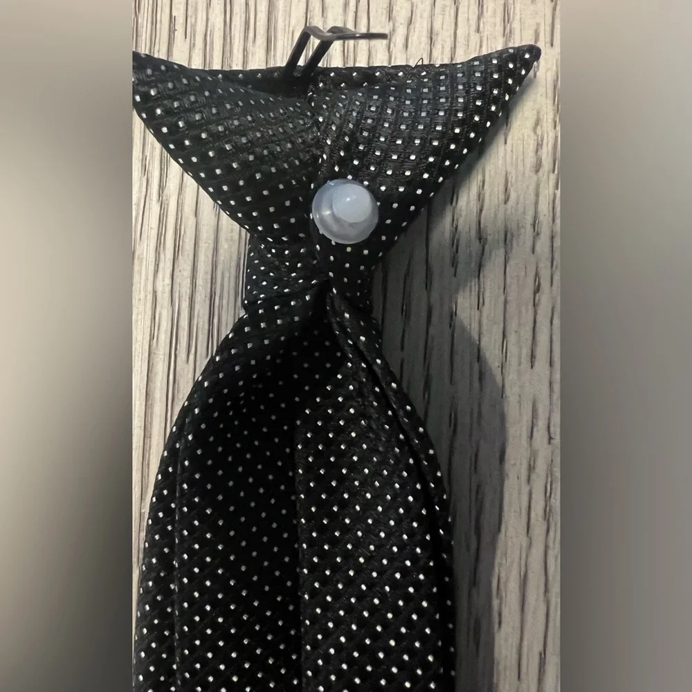 Boys Classic Black Microdot Tie